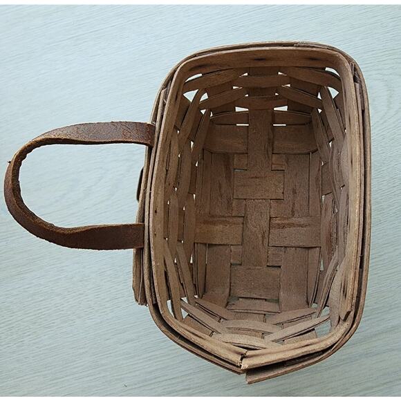 LONGABERGER BASKET-Mail-Keys-Leather Handle-Hanging-Handmade-Signed-1985 - Picture 8 of 13